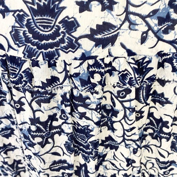 HOUSE OF HARLOW 1960 Blue White Cotton Tiered Sleeveless Maxi Dress Size XS Boho - Picture 10 of 15